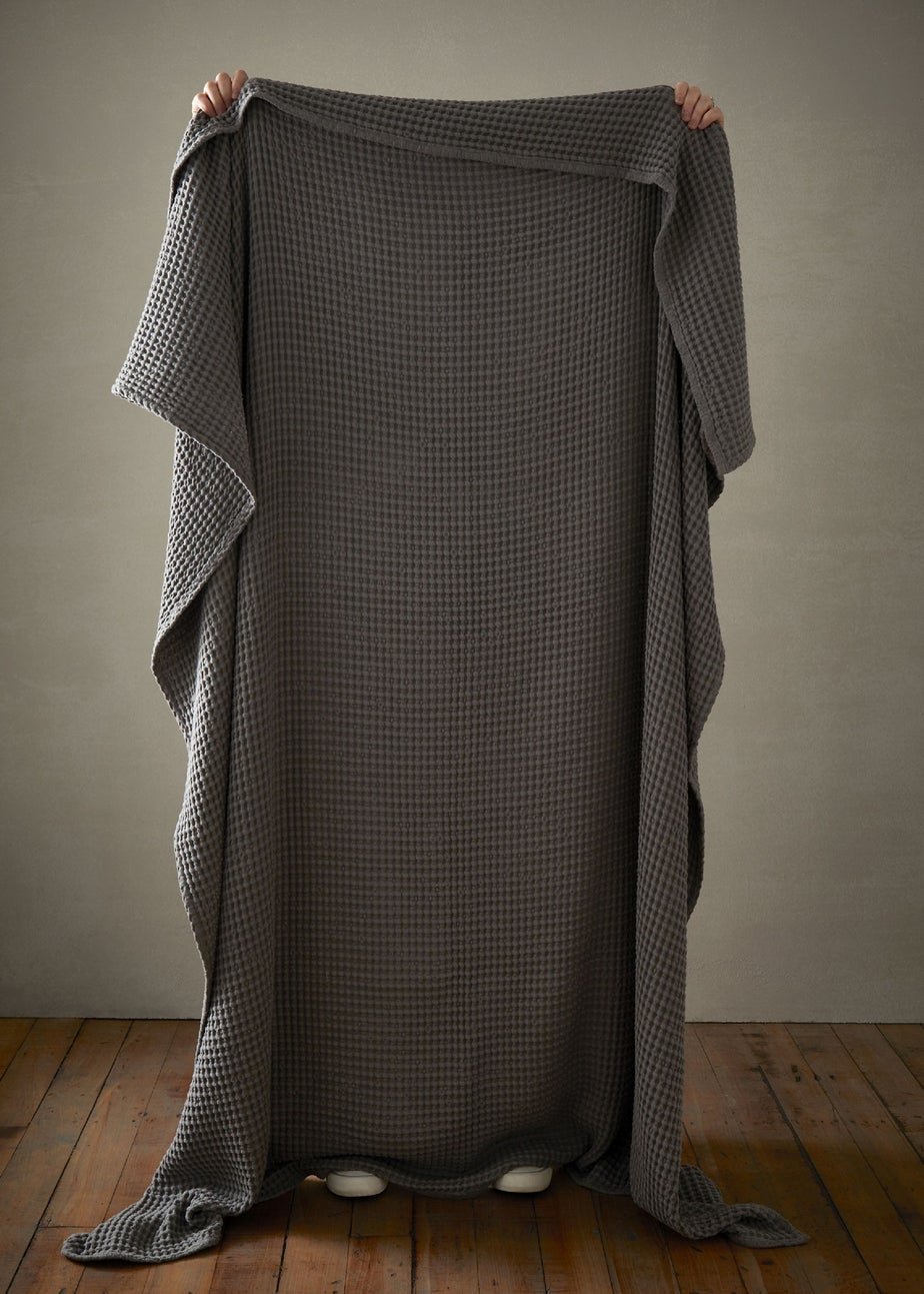 Pineapple Elephant Jaipur Chunky Waffle Cotton 150x200cm Blanket Throw Grey