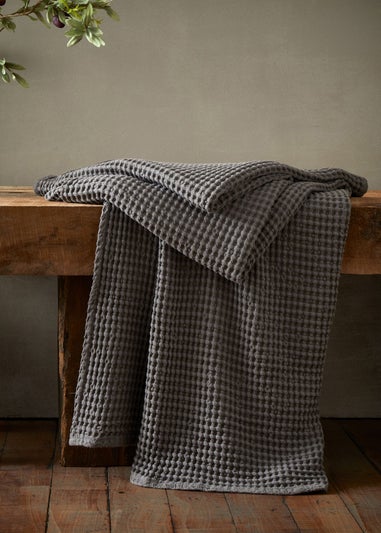 Pineapple Elephant Jaipur Chunky Waffle Cotton 150x200cm Blanket Throw Grey