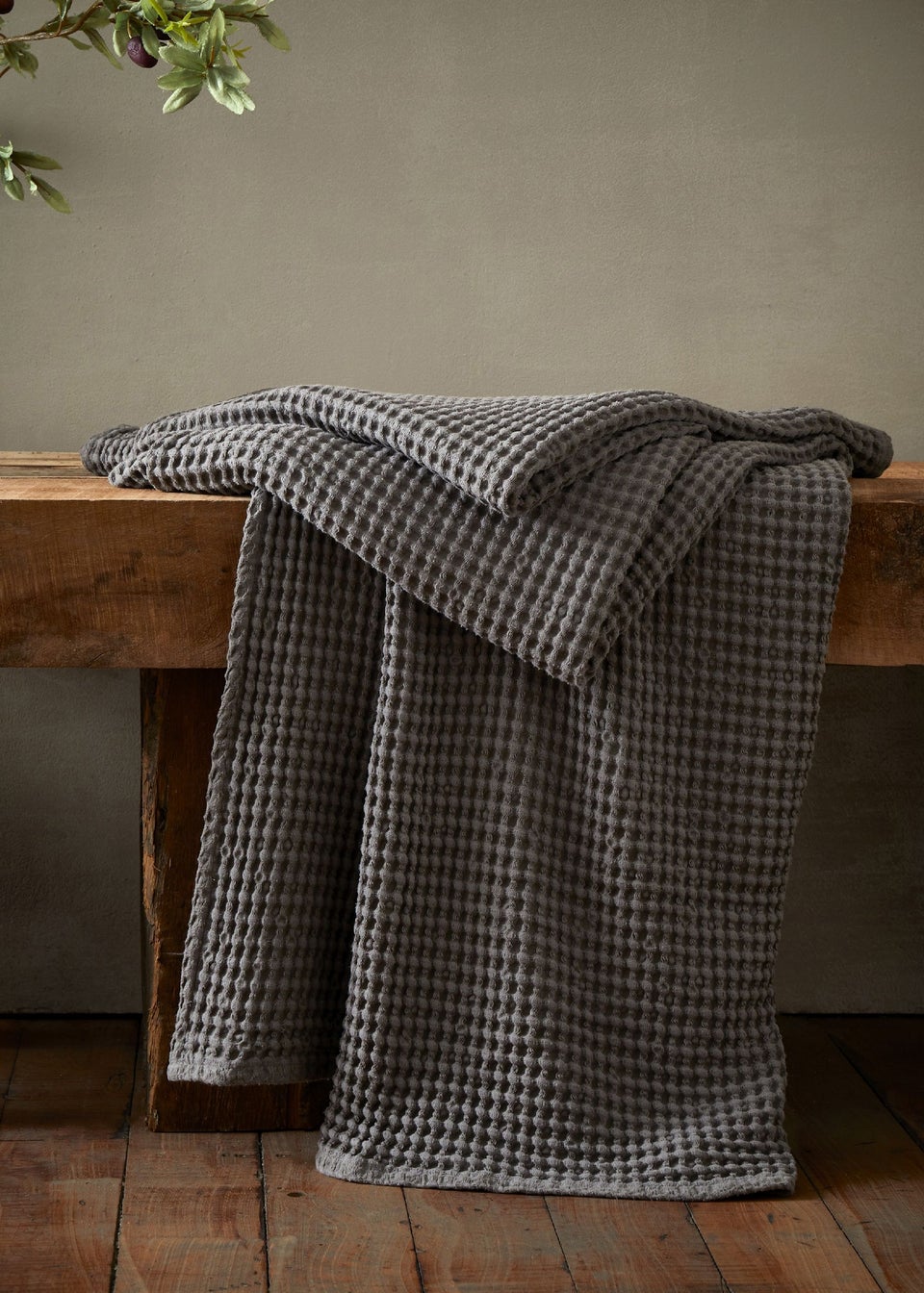 Pineapple Elephant Jaipur Chunky Waffle Cotton 150x200cm Blanket Throw Grey