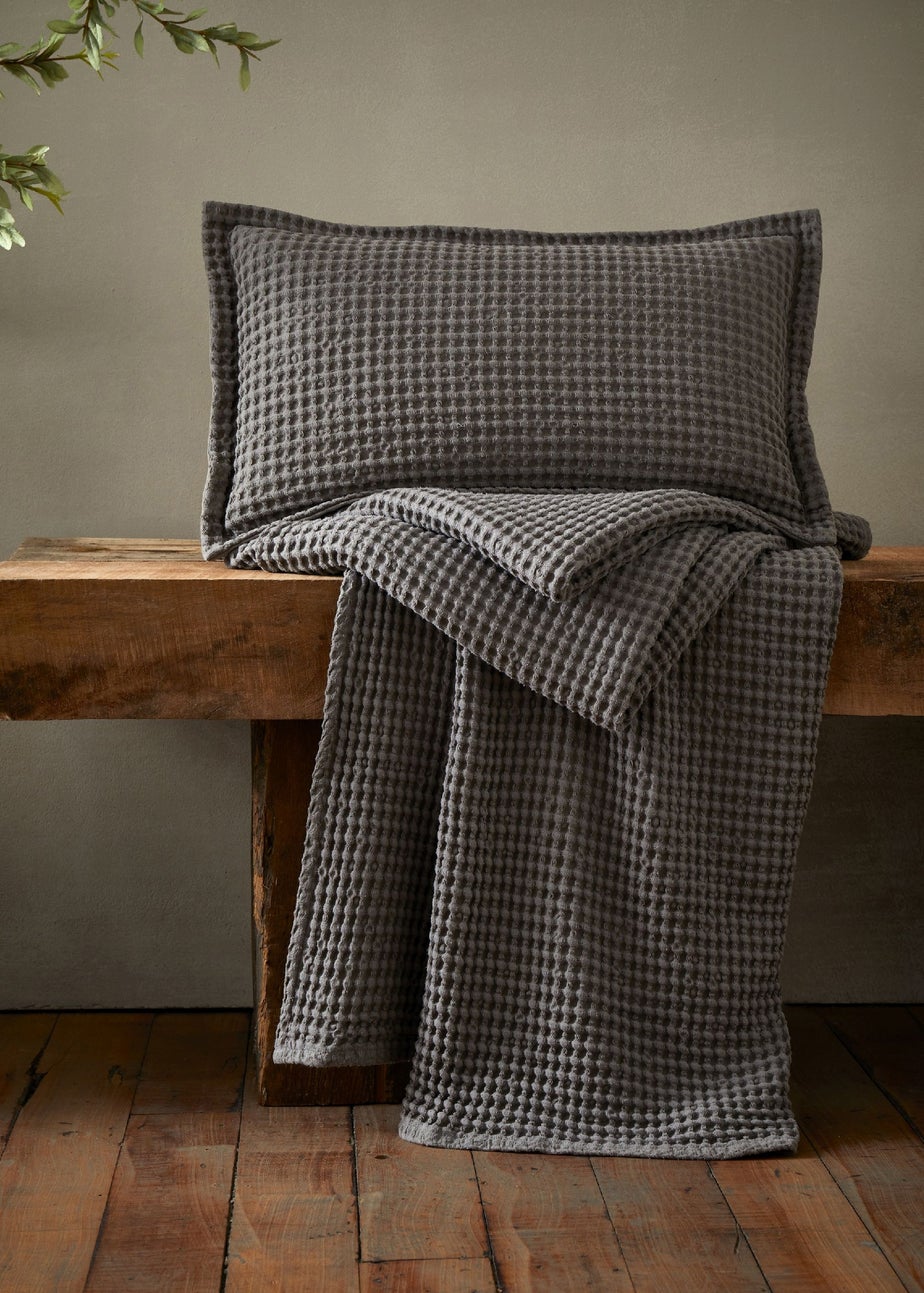 Pineapple Elephant Jaipur Chunky Waffle Cotton 150x200cm Blanket Throw Grey