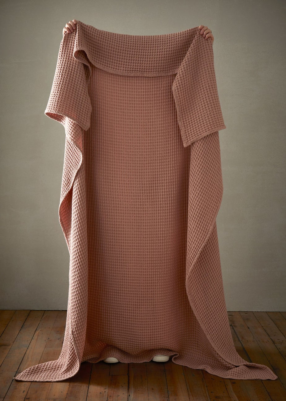 Pineapple Elephant Jaipur Chunky Waffle Cotton 150x200cm Blanket Throw Pink