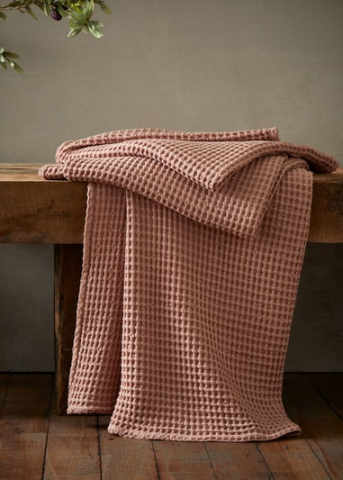 Pineapple Elephant Jaipur Chunky Waffle Cotton 150x200cm Blanket Throw Pink