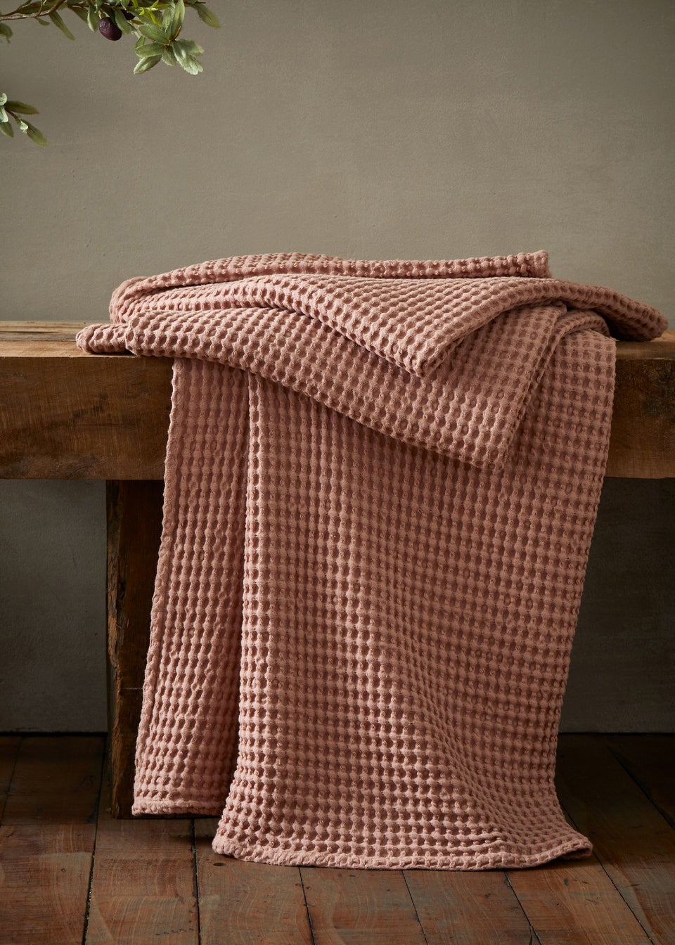 Pineapple Elephant Jaipur Chunky Waffle Cotton 150x200cm Blanket Throw Pink