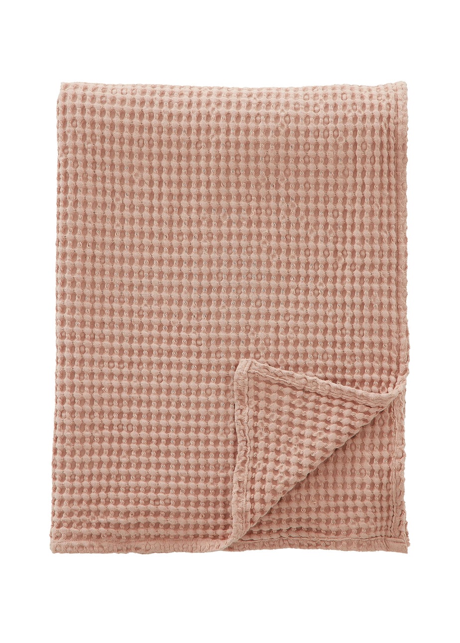 Pineapple Elephant Jaipur Chunky Waffle Cotton 150x200cm Blanket Throw Pink