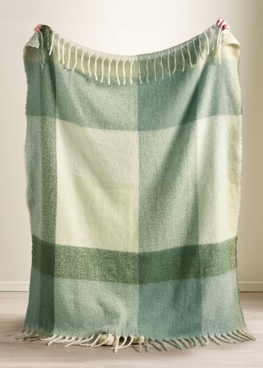 Catherine Lansfield Faux Mohair Check 130x170 cm Blanket Throw Green