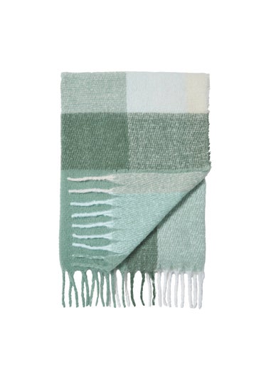 Catherine Lansfield Faux Mohair Check 130x170 cm Blanket Throw Green