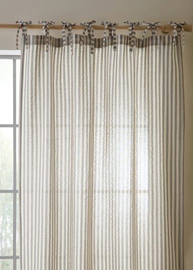 Pineapple Elephant Zanzibar Woven Stripe Voile Curtain Panel Grey