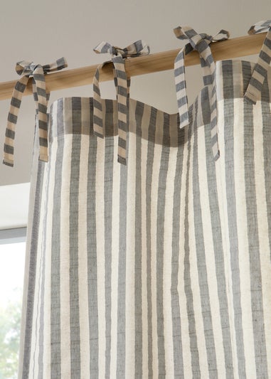 Pineapple Elephant Zanzibar Woven Stripe Voile Curtain Panel Grey