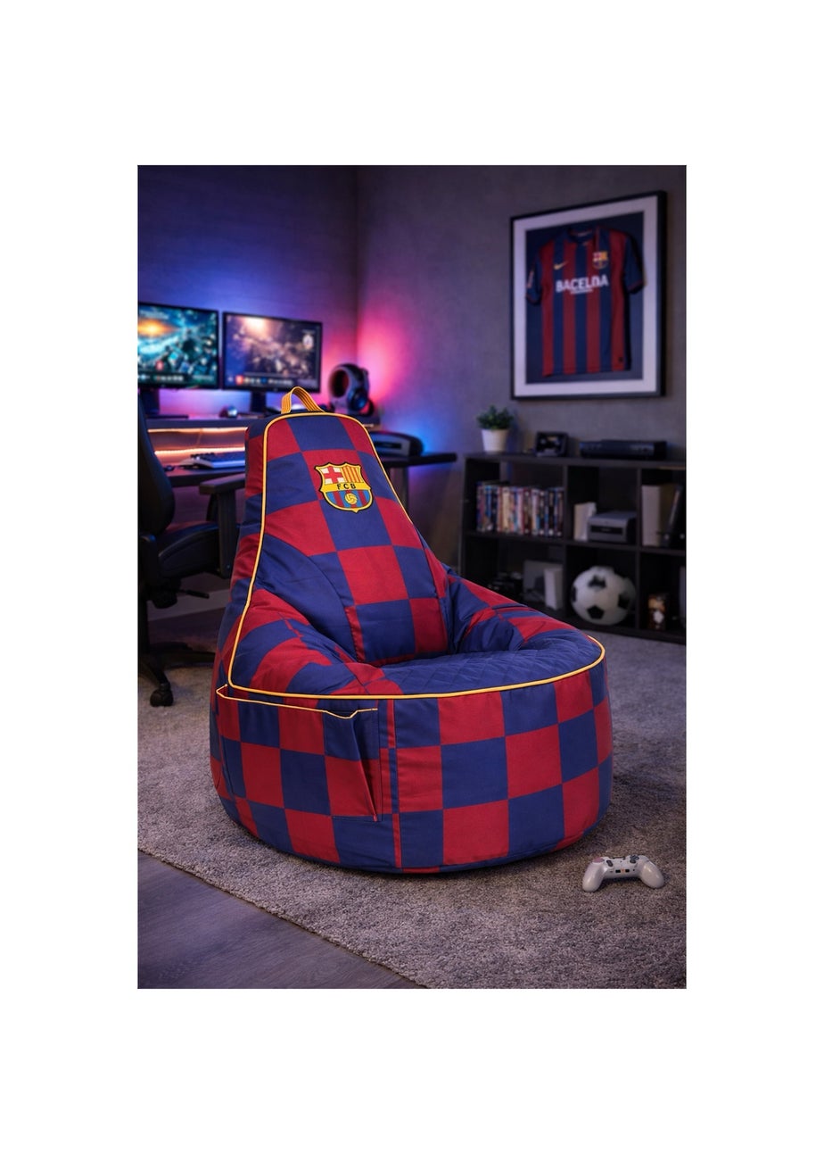 Kaikoo Blue Barca Large Gamer Chair in Iconic Check Print