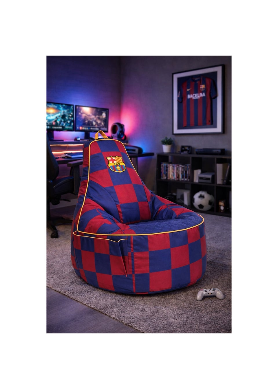 Kaikoo Blue Barca Large Gamer Chair in Iconic Check Print