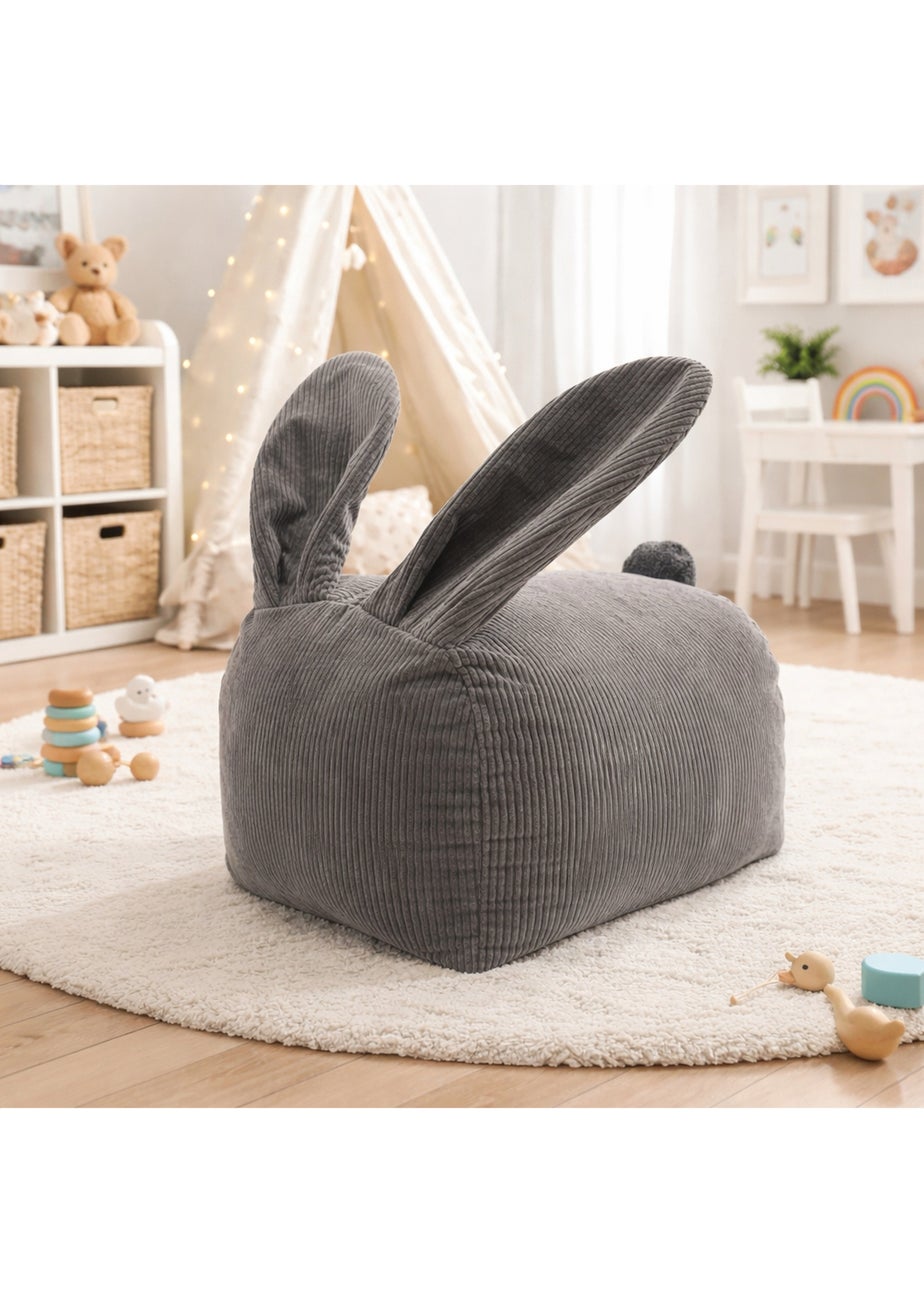 Kaikoo Grey Bunny Seat With Ears in Corduroy