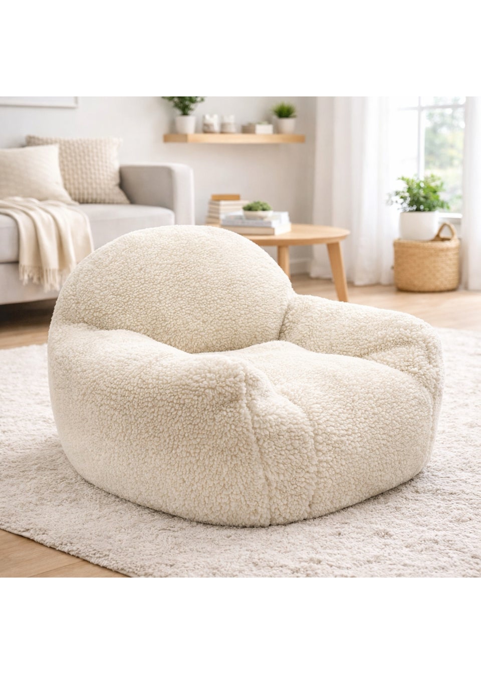 Kaikoo Cream Sherpa Fur Chair