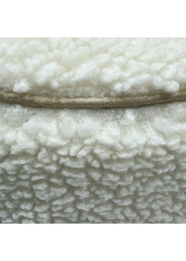 Kaikoo Cream Round Stool with Piping in Sherpa Fur