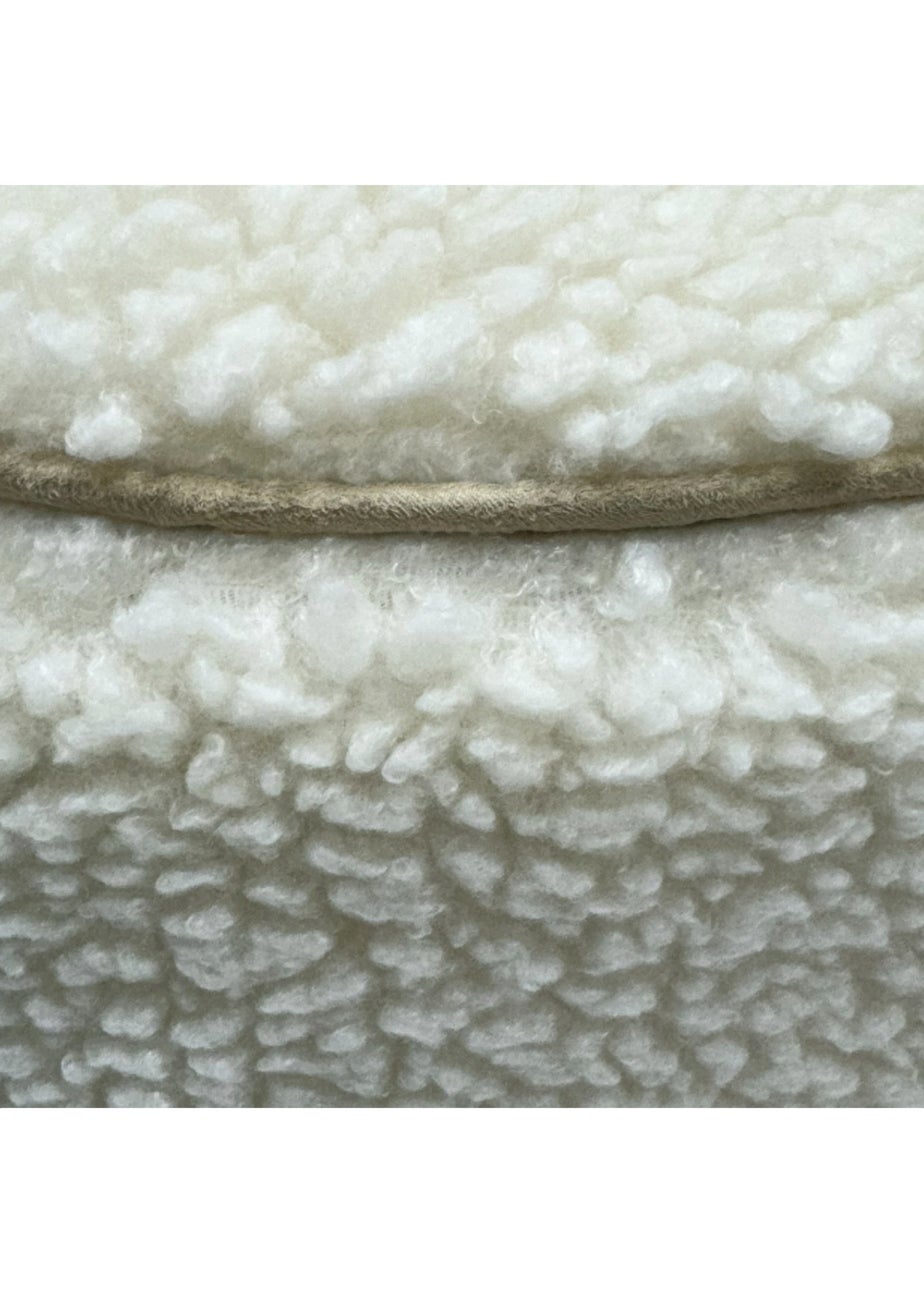 Kaikoo Cream Round Stool with Piping in Sherpa Fur