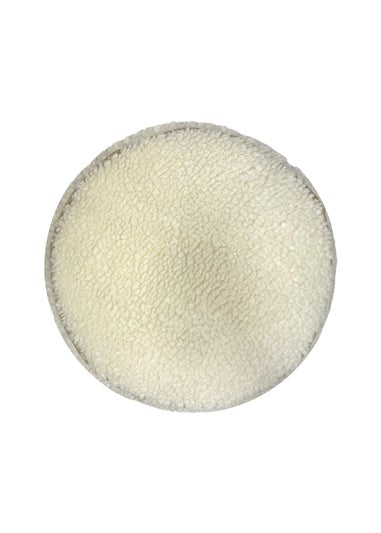 Kaikoo Cream Round Stool with Piping in Sherpa Fur
