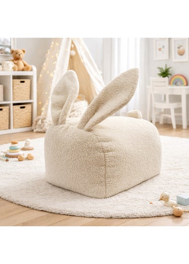 Kaikoo Cream Bunny Seat With Ears in Boucle