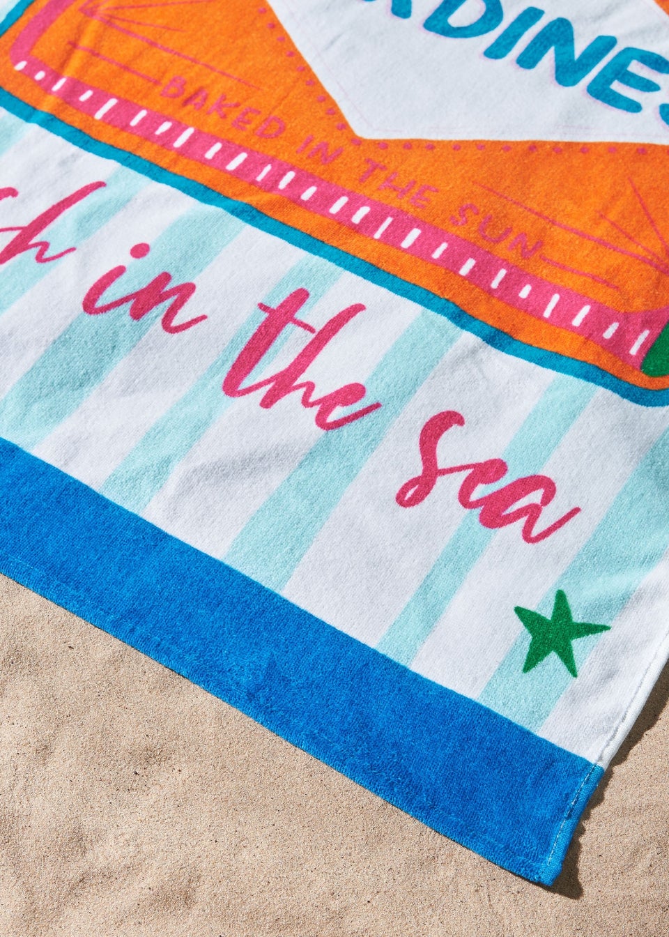 Catherine Lansfield Sardines Cotton Beach Towel Blue