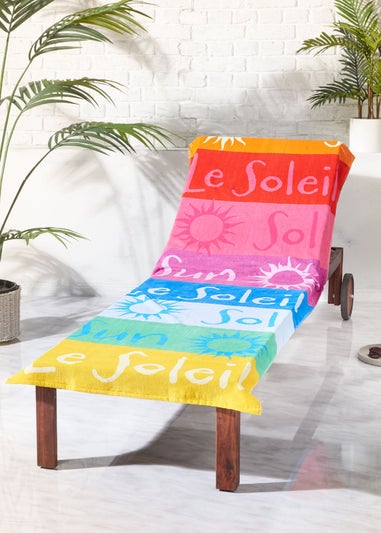 Catherine Lansfield Block Stripe Cotton Beach Sun Lounger Towel Bright