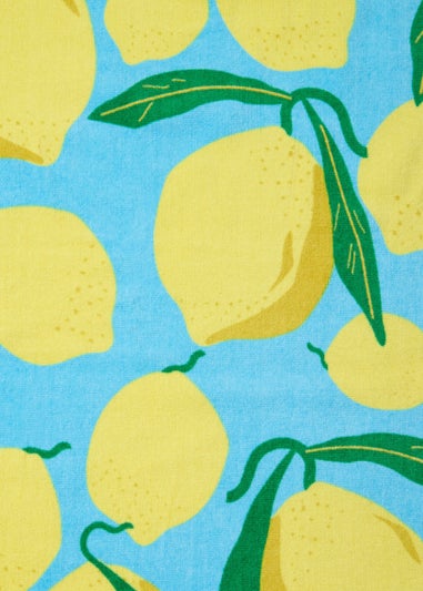 Catherine Lansfield Lemons Cotton Beach Sun Lounger Towel Aqua Blue