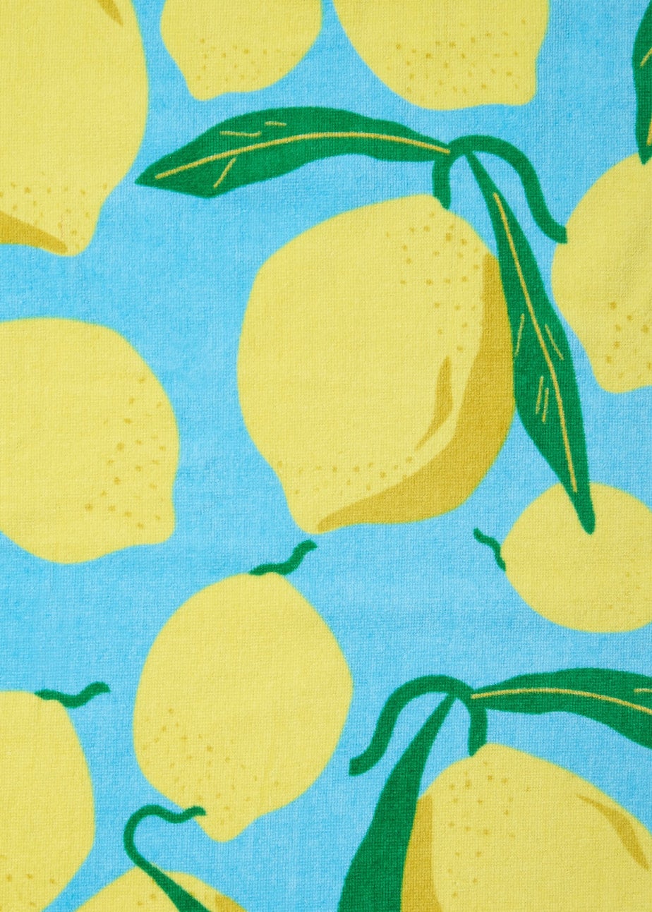 Catherine Lansfield Lemons Cotton Beach Sun Lounger Towel Aqua Blue
