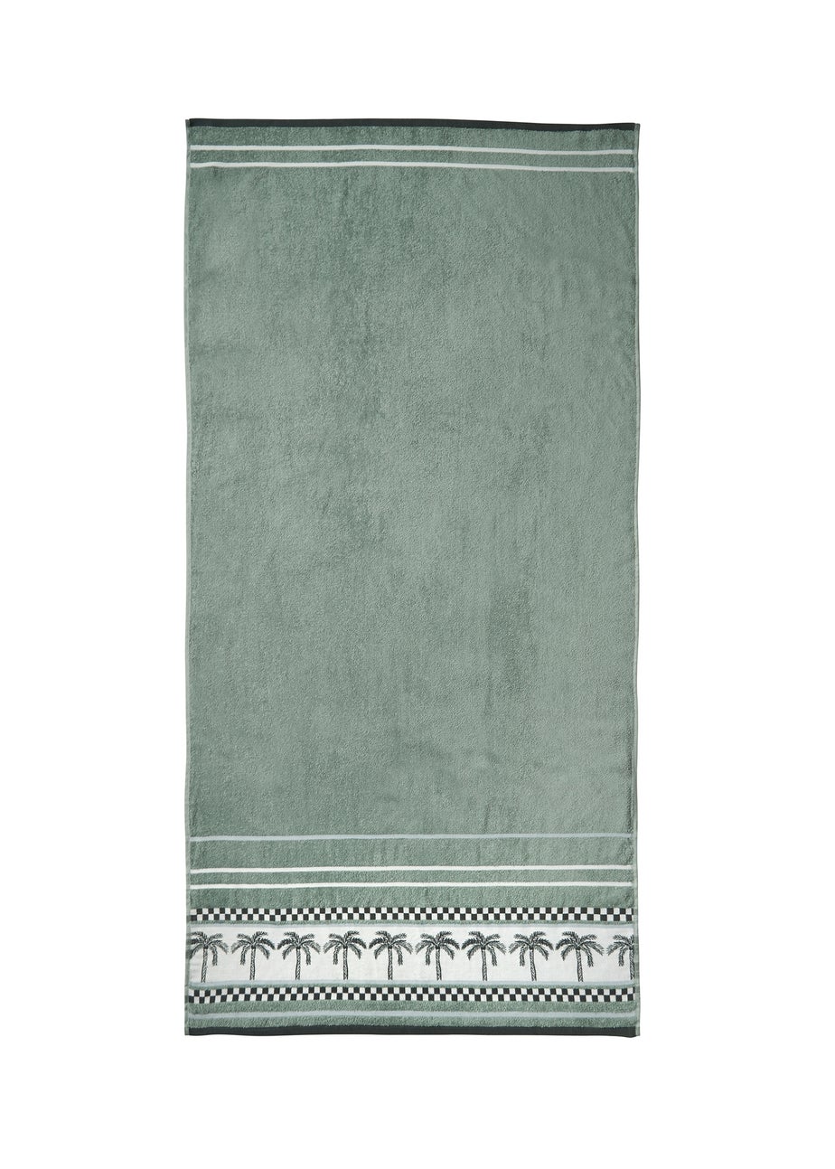 Catherine Lansfield Palm Trees Cotton Extra Large Beach Towel Green