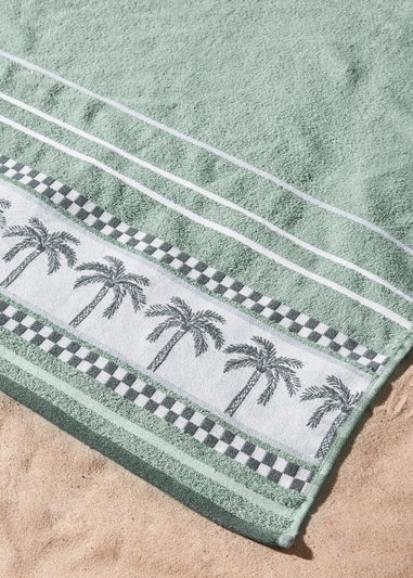 Catherine Lansfield Palm Trees Cotton Extra Large Beach Towel Green
