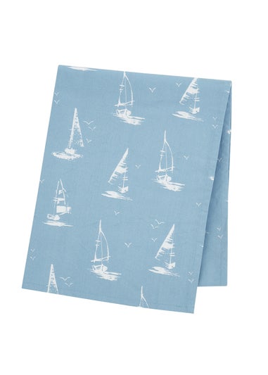 Catherine Lansfield Salcombe Boats Cotton Table Cloth Blue
