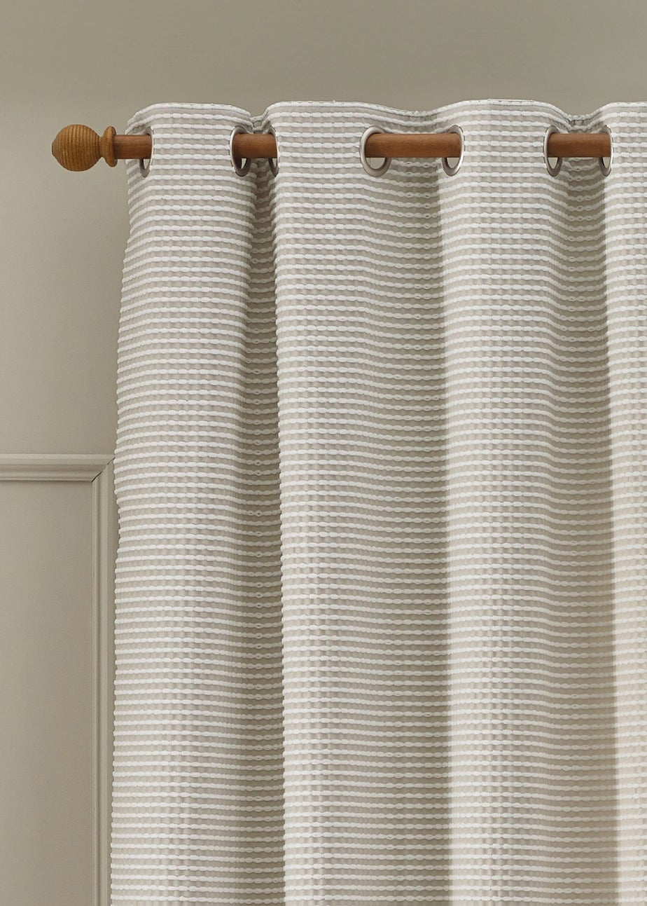 Catherine Lansfield Stab Stitch Lined Eyelet Curtains Natural