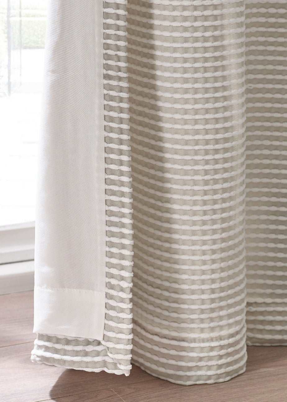 Catherine Lansfield Stab Stitch Lined Eyelet Curtains Natural