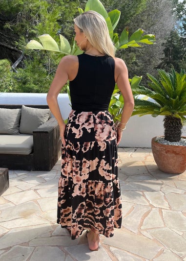 AX Paris Black Abstract Print 2 In 1 Smock Midi Dress