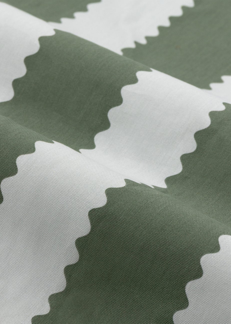 Wylder Birdie Stripe Ruffle Baygreen/Mist Pencil Pleat Curtain Pair