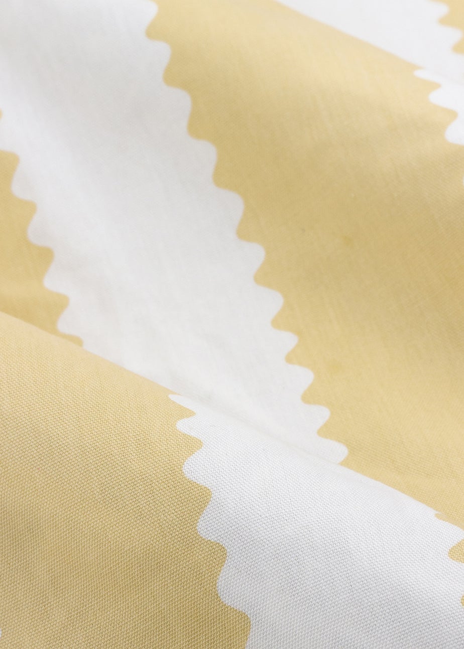 Wylder Birdie Stripe Ruffle Butter Yellow Pencil Pleat Curtain Pair