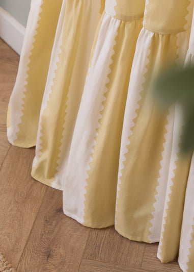 Wylder Birdie Stripe Ruffle Butter Yellow Pencil Pleat Curtain Pair