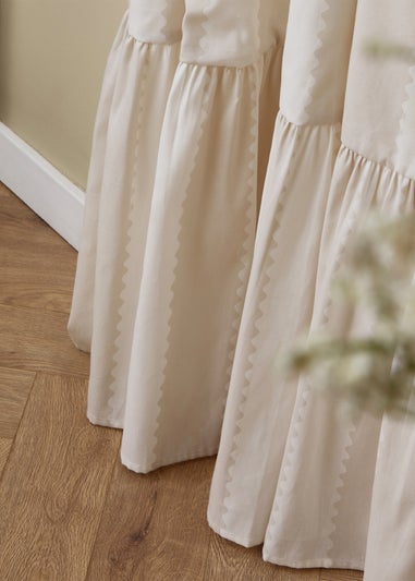 Wylder Birdie Stripe Ruffle Oat/Milk Pencil Pleat Curtain Pair