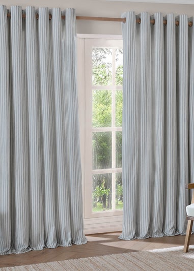 Yard Hebden 100% Cotton Blackout Mineral Blue Eyelet Curtain Pair