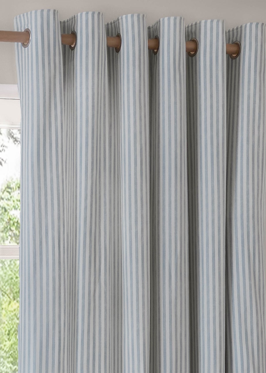 Yard Hebden 100% Cotton Blackout Mineral Blue Eyelet Curtain Pair