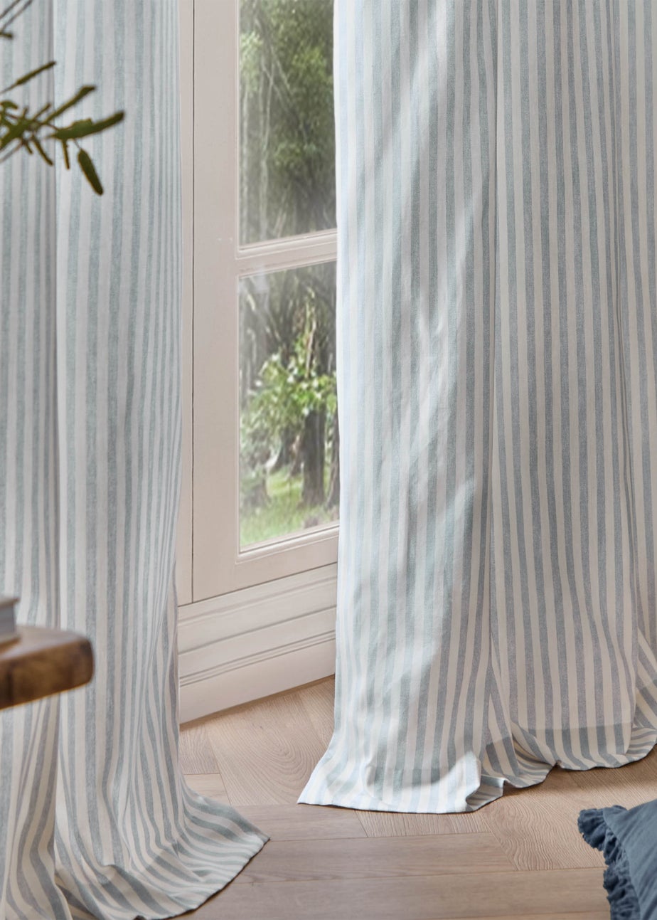 Yard Hebden 100% Cotton Blackout Mineral Blue Eyelet Curtain Pair