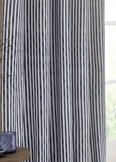Yard Hebden 100% Cotton Blackout Navy Eyelet Curtain Pair