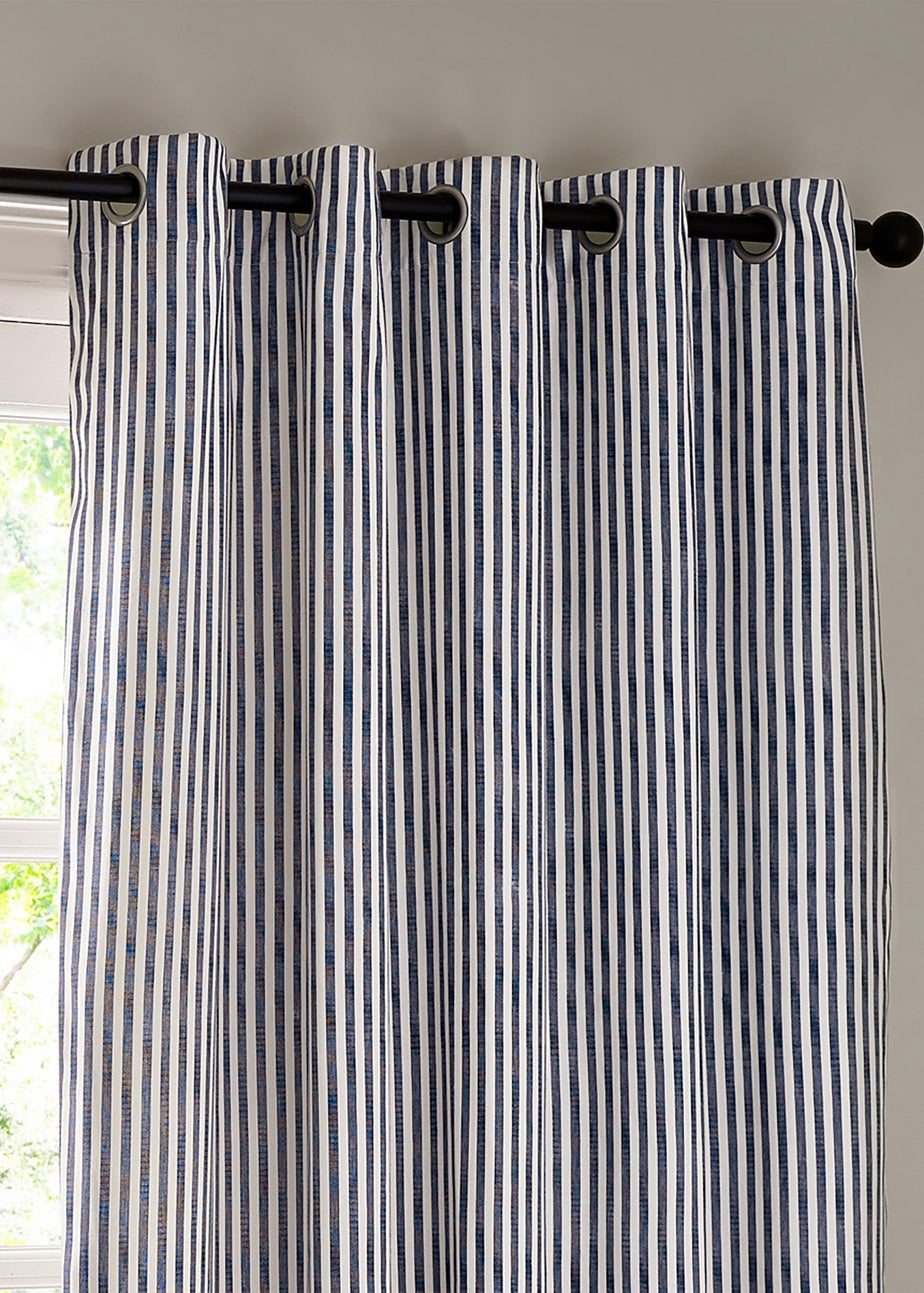 Yard Hebden 100% Cotton Blackout Navy Eyelet Curtain Pair
