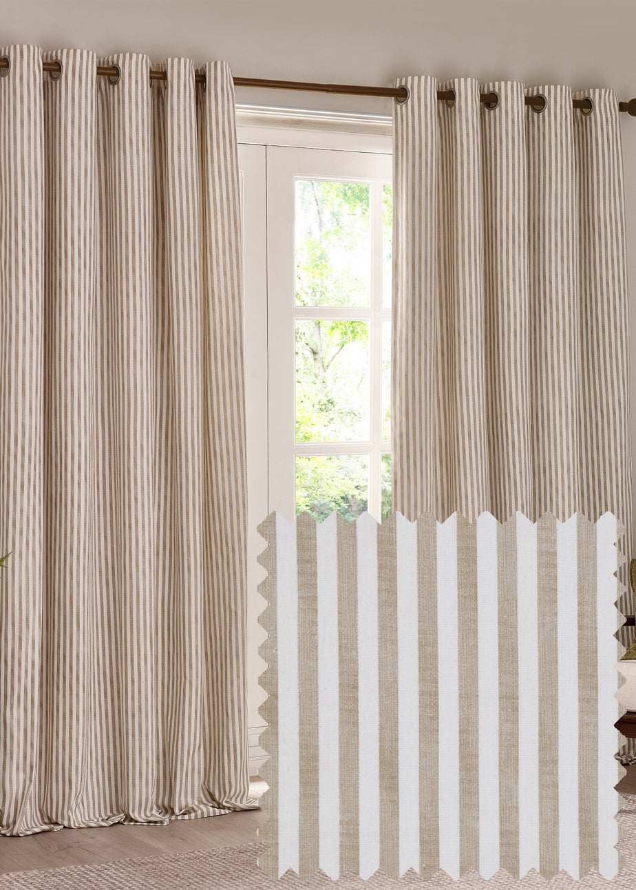 Yard Hebden 100% Cotton Blackout Natural Eyelet Curtain Pair
