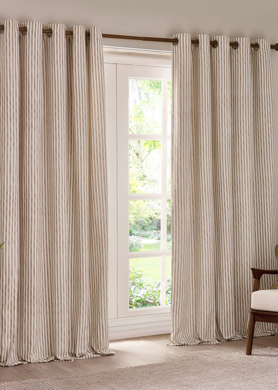 Yard Hebden 100% Cotton Blackout Natural Eyelet Curtain Pair