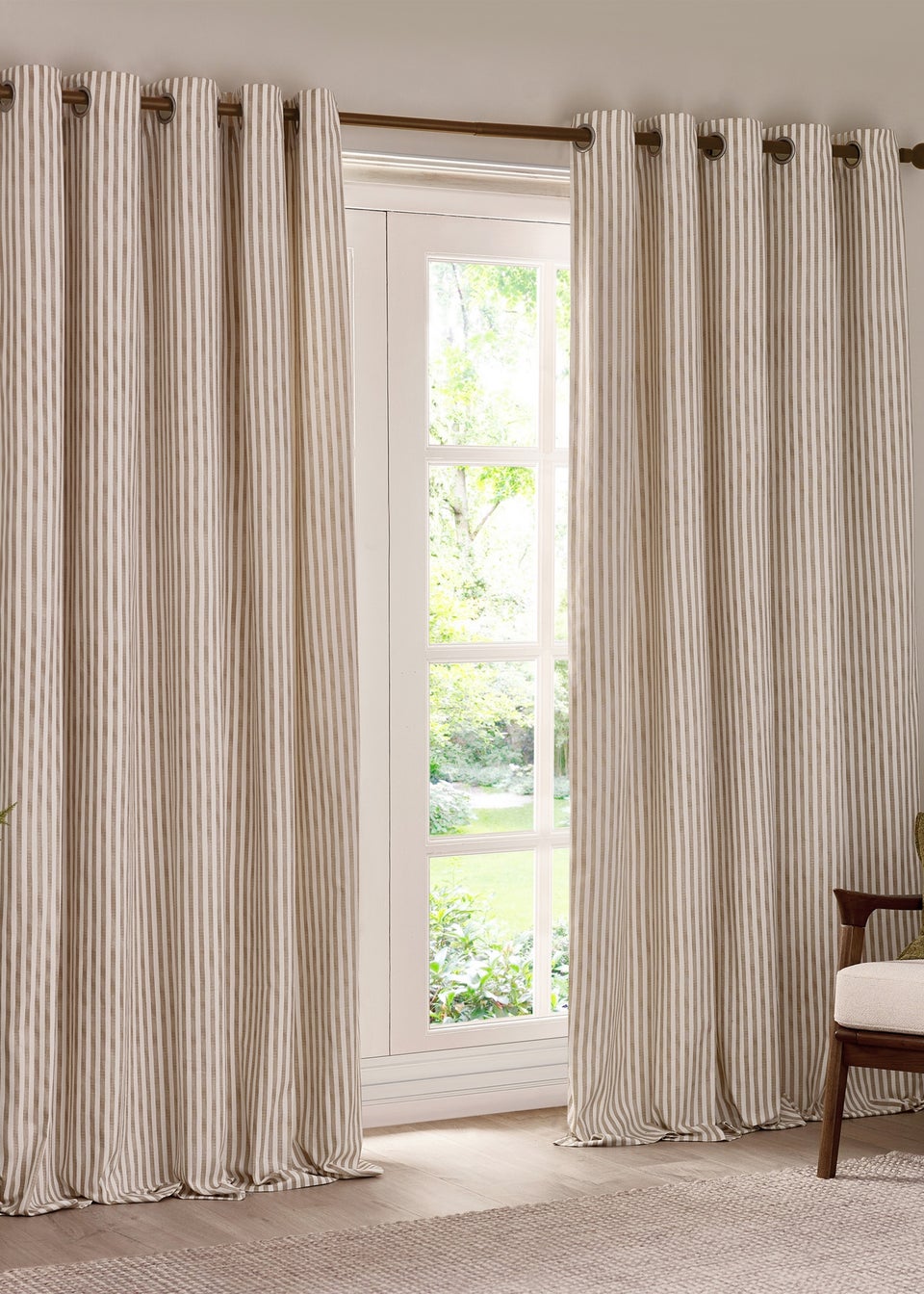 Yard Hebden 100% Cotton Blackout Natural Eyelet Curtain Pair