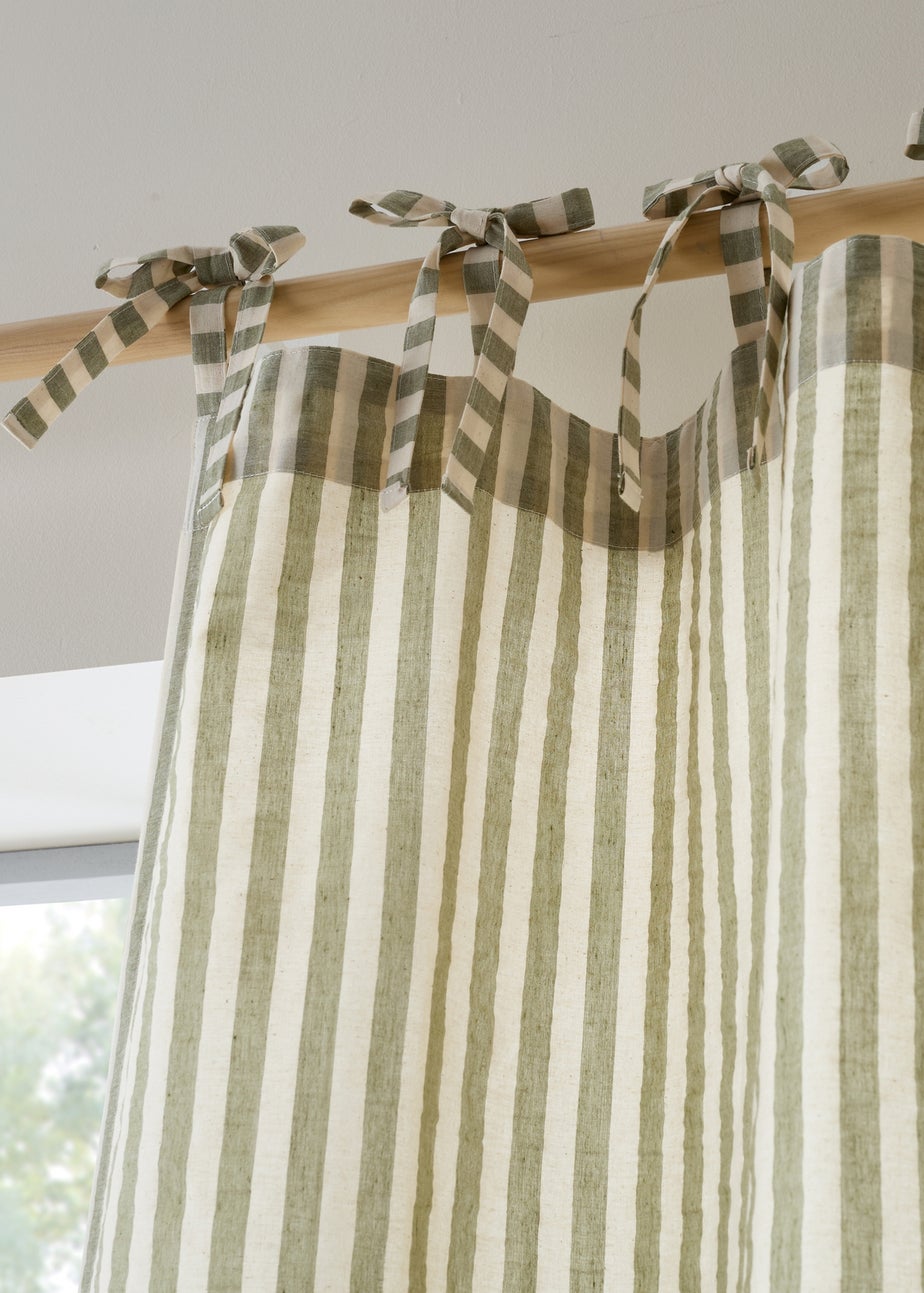 Pineapple Elephant Zanzibar Woven Stripe Voile Curtain Panel Green