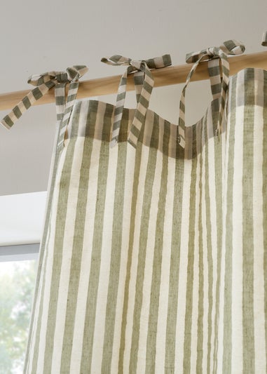 Pineapple Elephant Zanzibar Woven Stripe Voile Curtain Panel Green