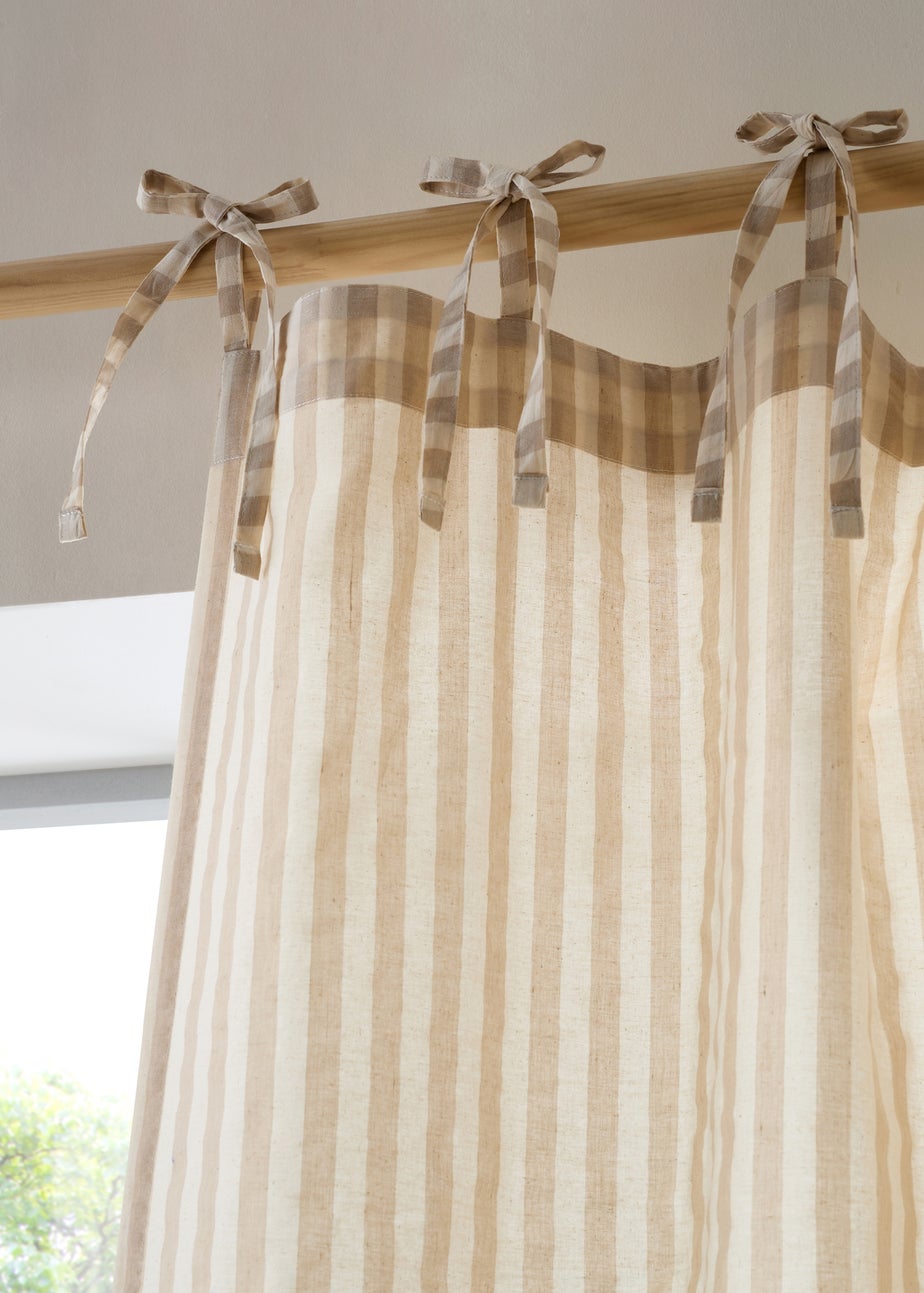 Pineapple Elephant Zanzibar Woven Stripe Voile Curtain Panel Natural