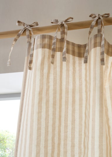 Pineapple Elephant Zanzibar Woven Stripe Voile Curtain Panel Natural