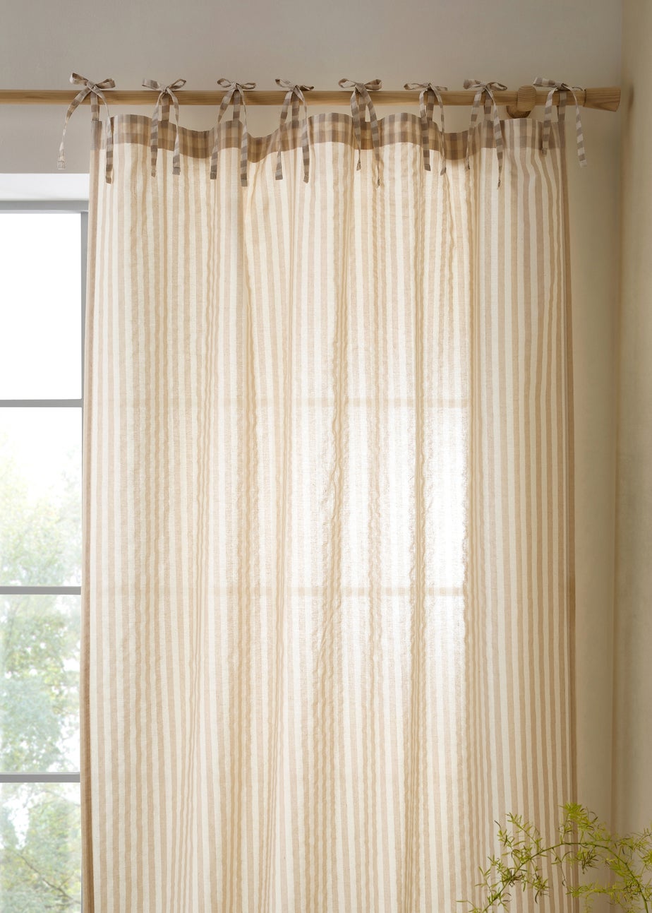 Pineapple Elephant Zanzibar Woven Stripe Voile Curtain Panel Natural