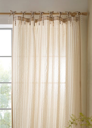 Pineapple Elephant Zanzibar Woven Stripe Voile Curtain Panel Natural