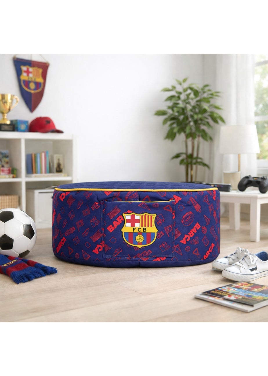 Kaikoo Blue Barca Print Drum with Quilted Top and Pocket