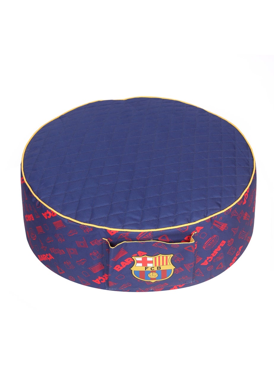 Kaikoo Blue Barca Print Drum with Quilted Top and Pocket